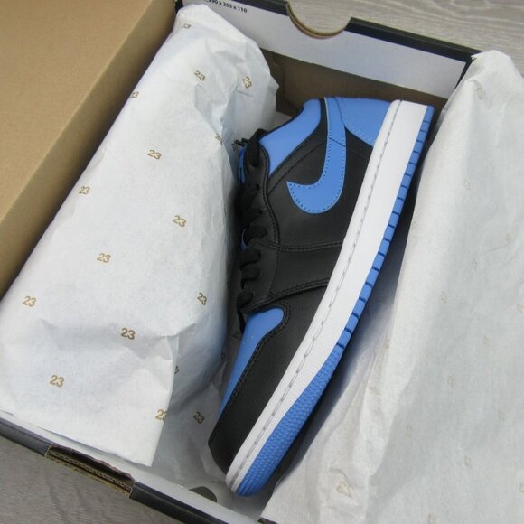 Air Jordan 1 Low University Blue Black Sneakers Men's Size 10 NEW - Picture 11 of 16